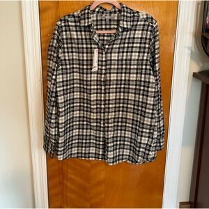 Uniqlo Black and Cream Checkered Shirt